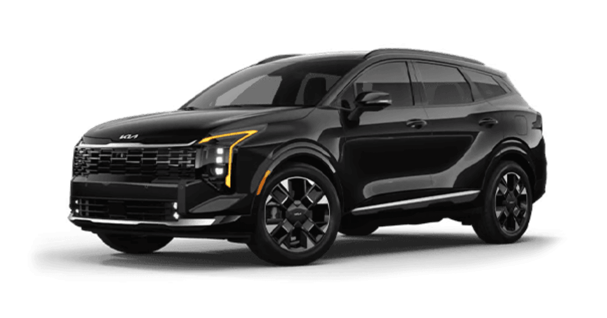 White compact SUV in front of a modern glass building