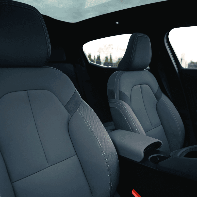 Premium vehicle interior with light upholstery